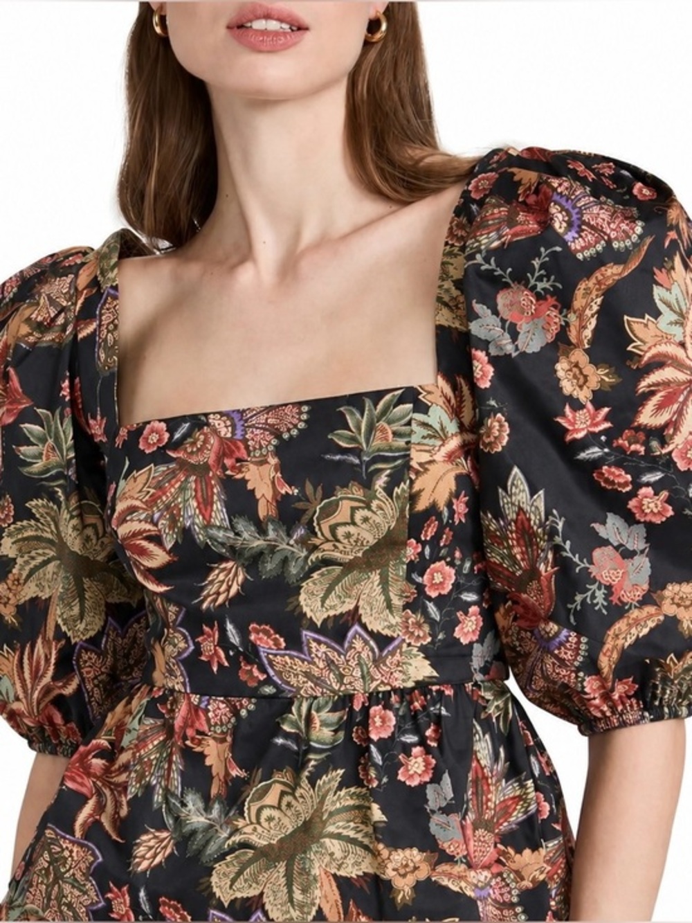 Cara Cara NWOT Cotton Black Floral Half Sleeve Top L